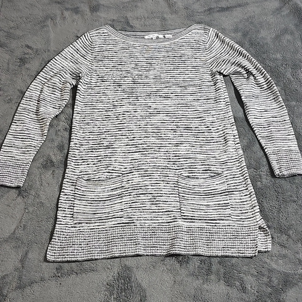Eight Eight Eight Long Sleeve Striped Cotton Knit Tunic Top Pockets Size M